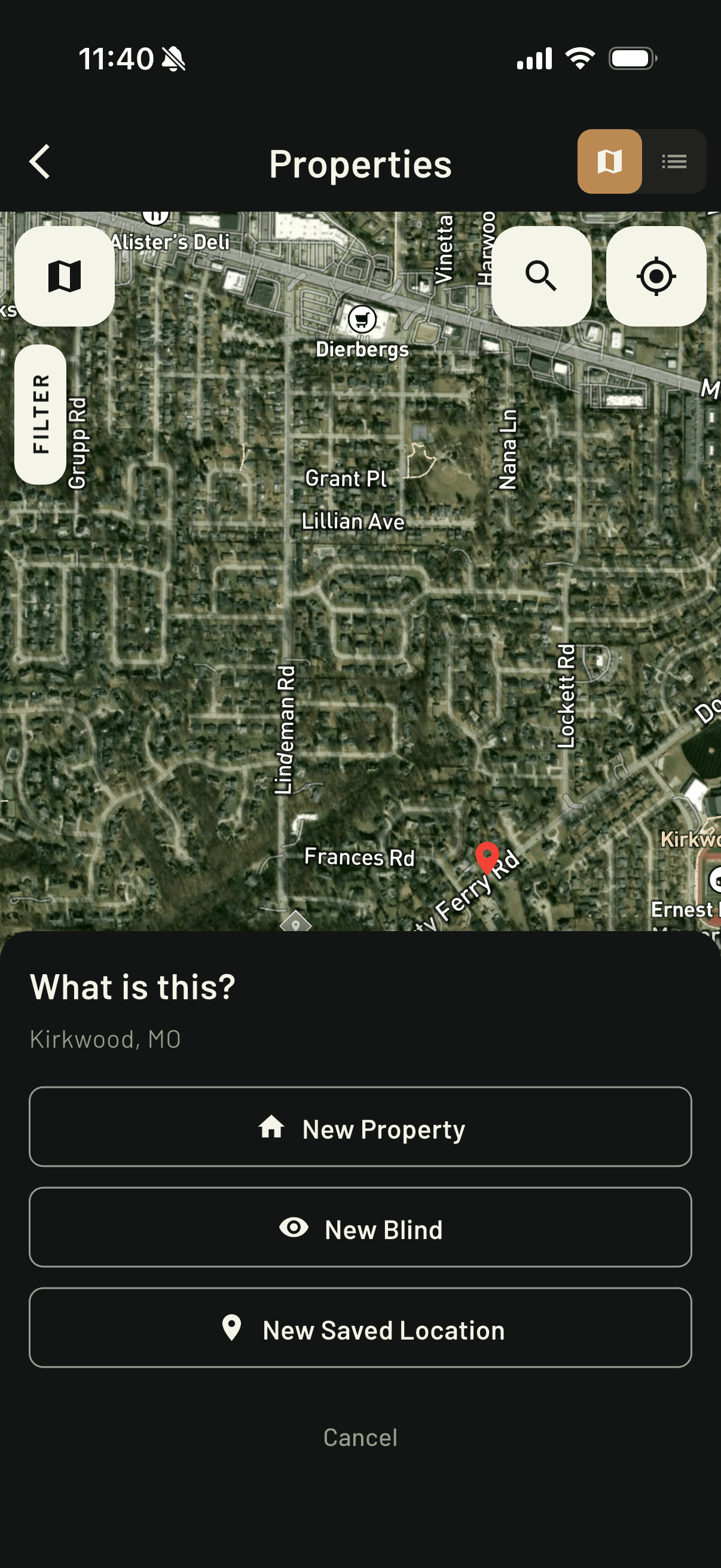 Properties map for squad locations