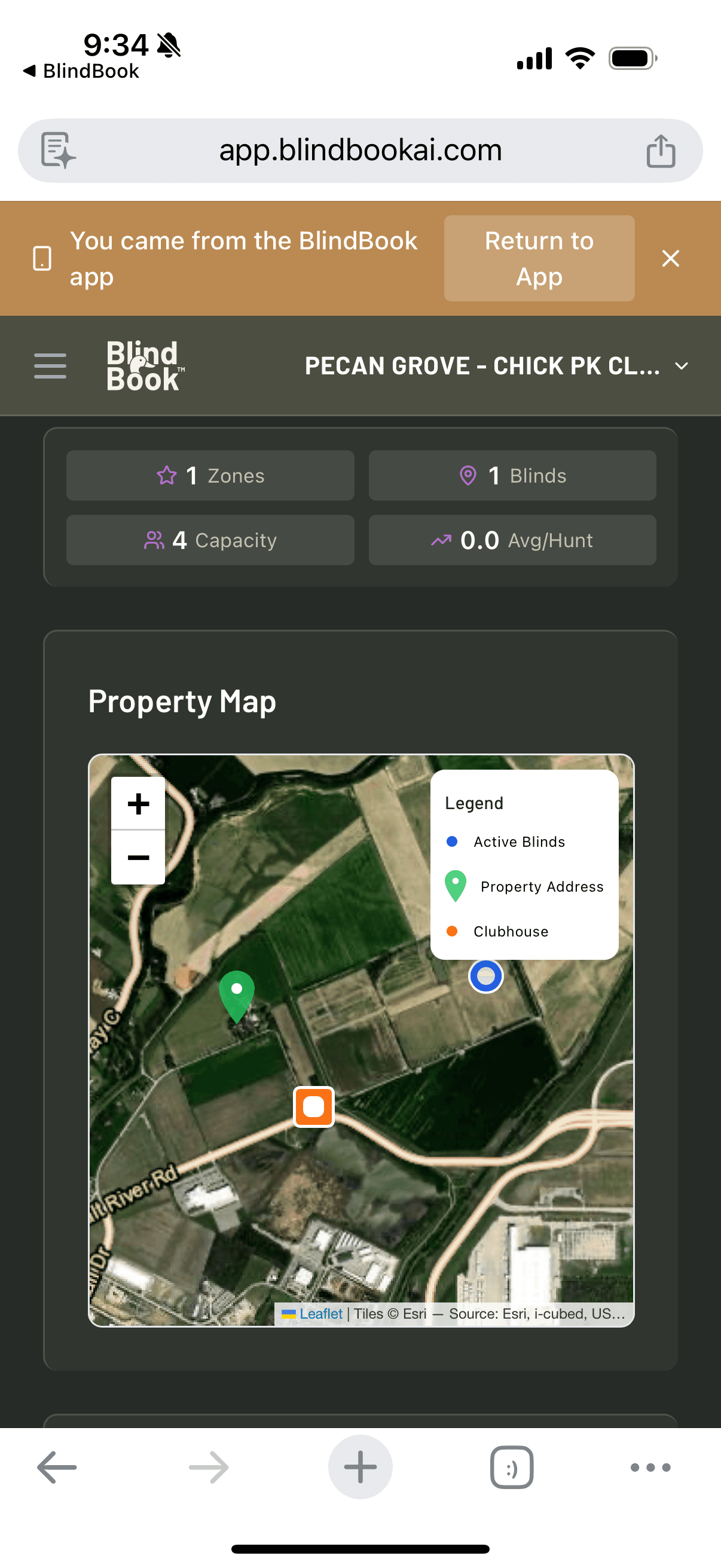 Property map with blinds and zones